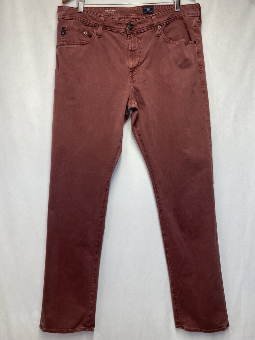 AG Adriano Goldschmied The Graduate Tailored Leg Pants Men Size 36x34 Brick Red